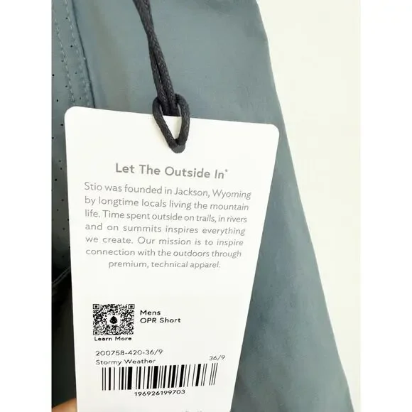 NWT Stio Men's OPR Shorts in Stormy Weather Size 36" 9" inseam - Picture 2 of 3